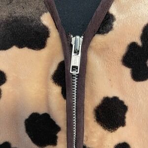 White Stag Cow Print Vest Faux Fur‎ tan black cowgirl western warm fuzzy cozy XL